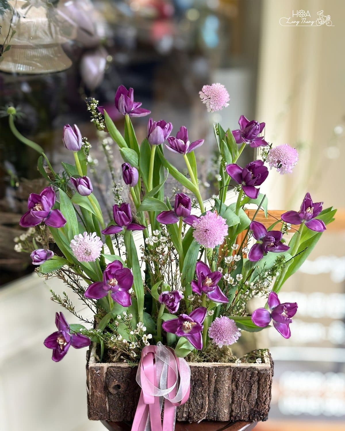 Tulip Tím gỗ sz 20 bông - Ảnh 1