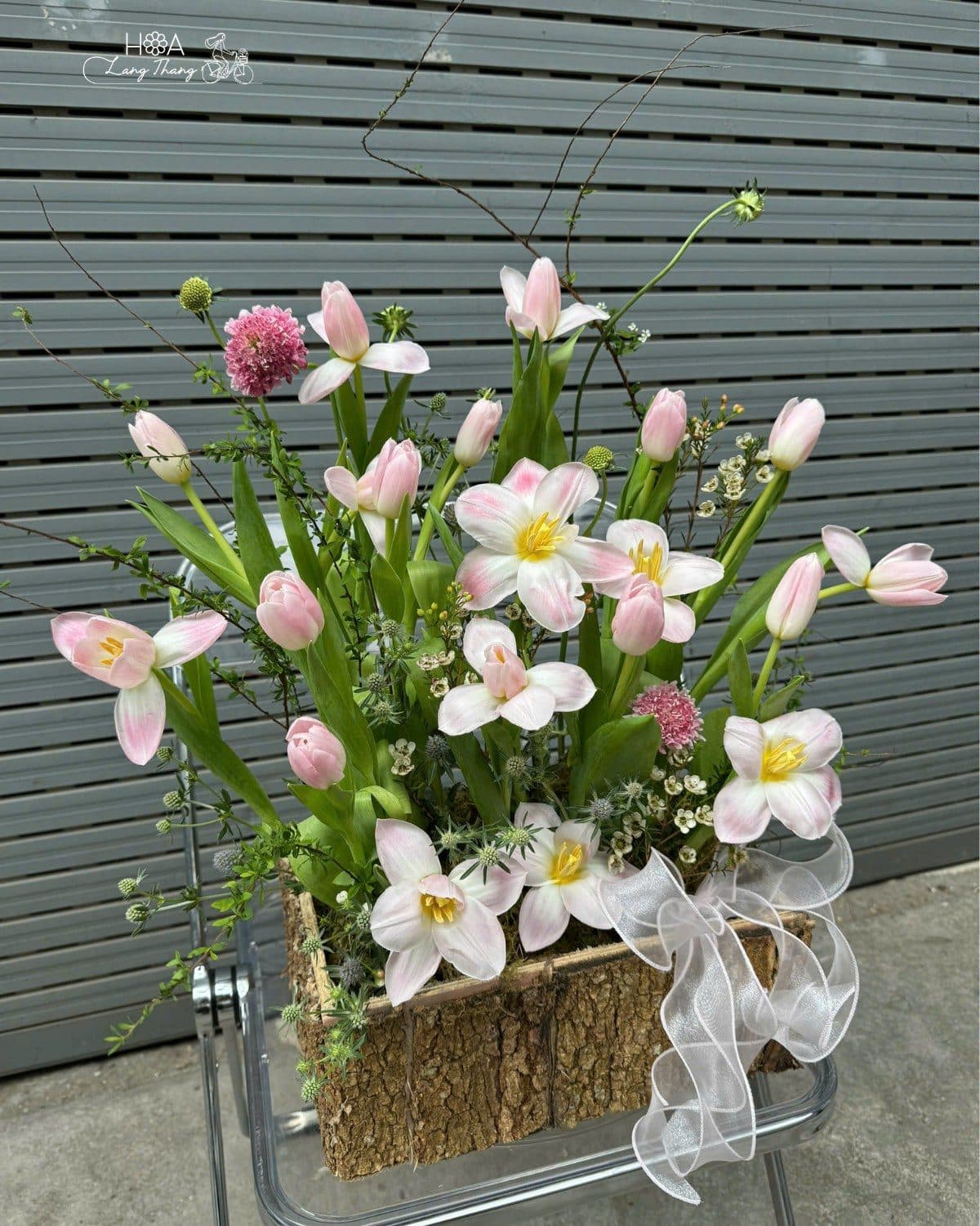 Box gỗ tulip daisy hồng nhạt - Thumbnail 5