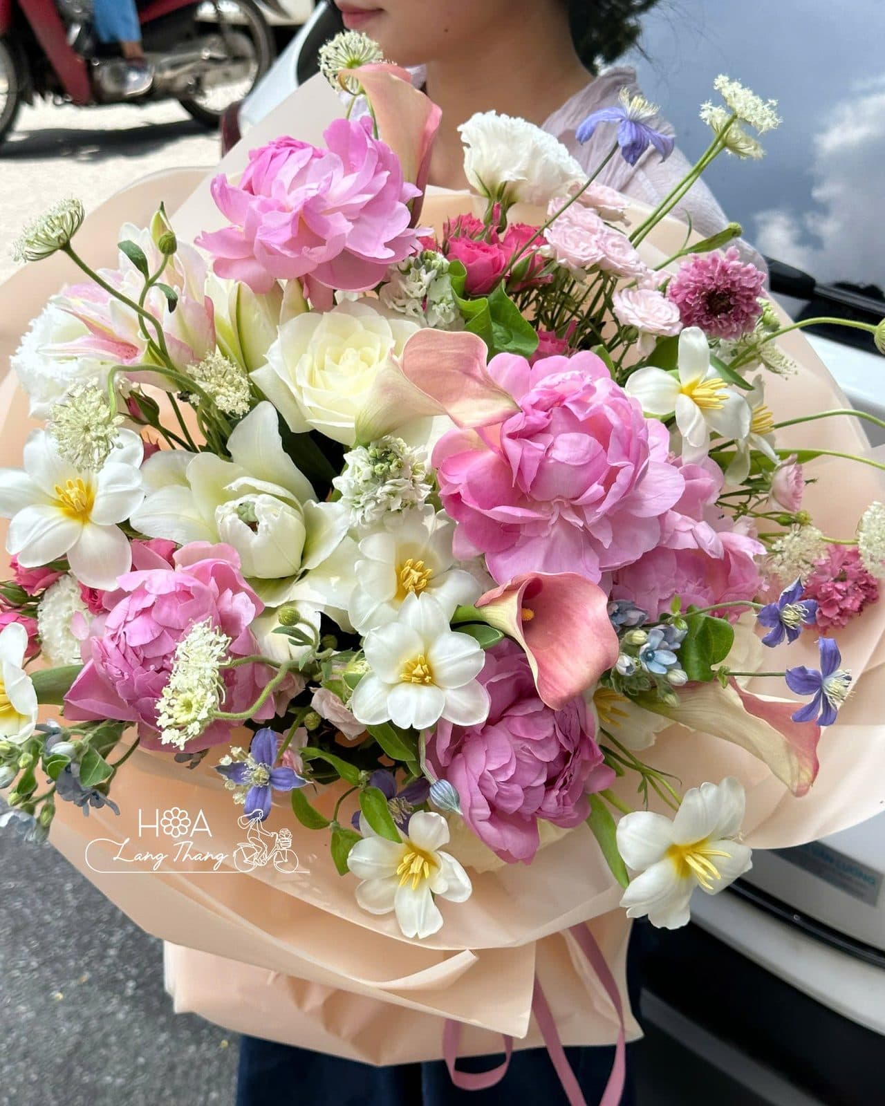 Bó mix to peony tulip ha lan - Thumbnail 2
