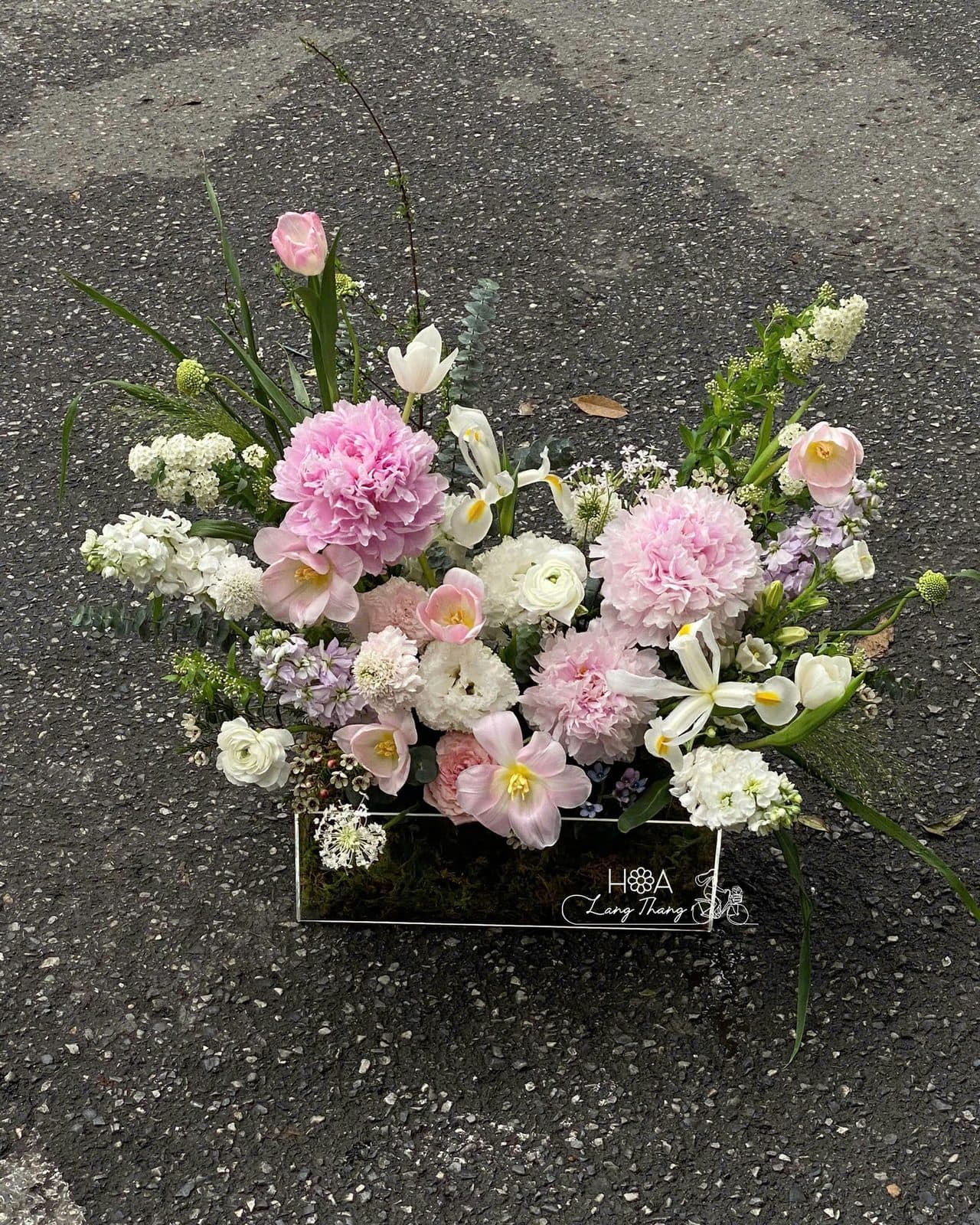 Box vuông peony mix tulip cúc mẫu đơn - Thumbnail 4
