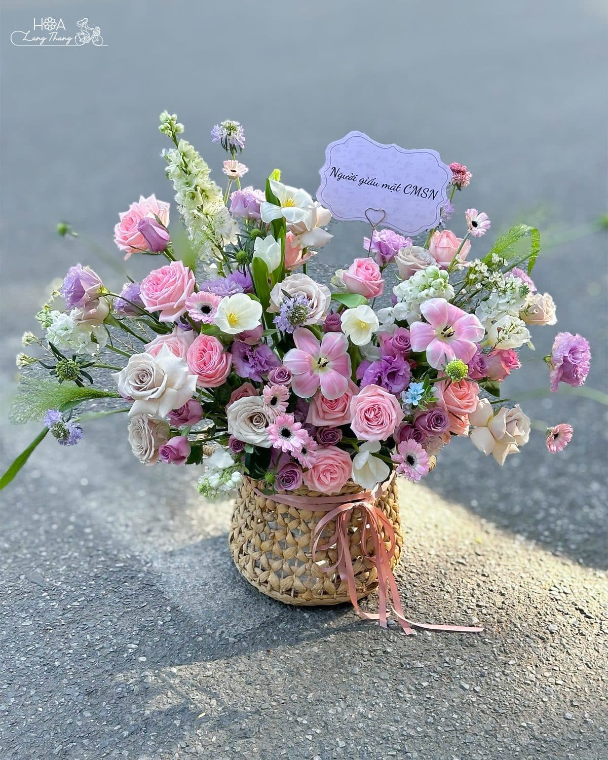 Lẵng hoa hồng pastel - Ảnh 1