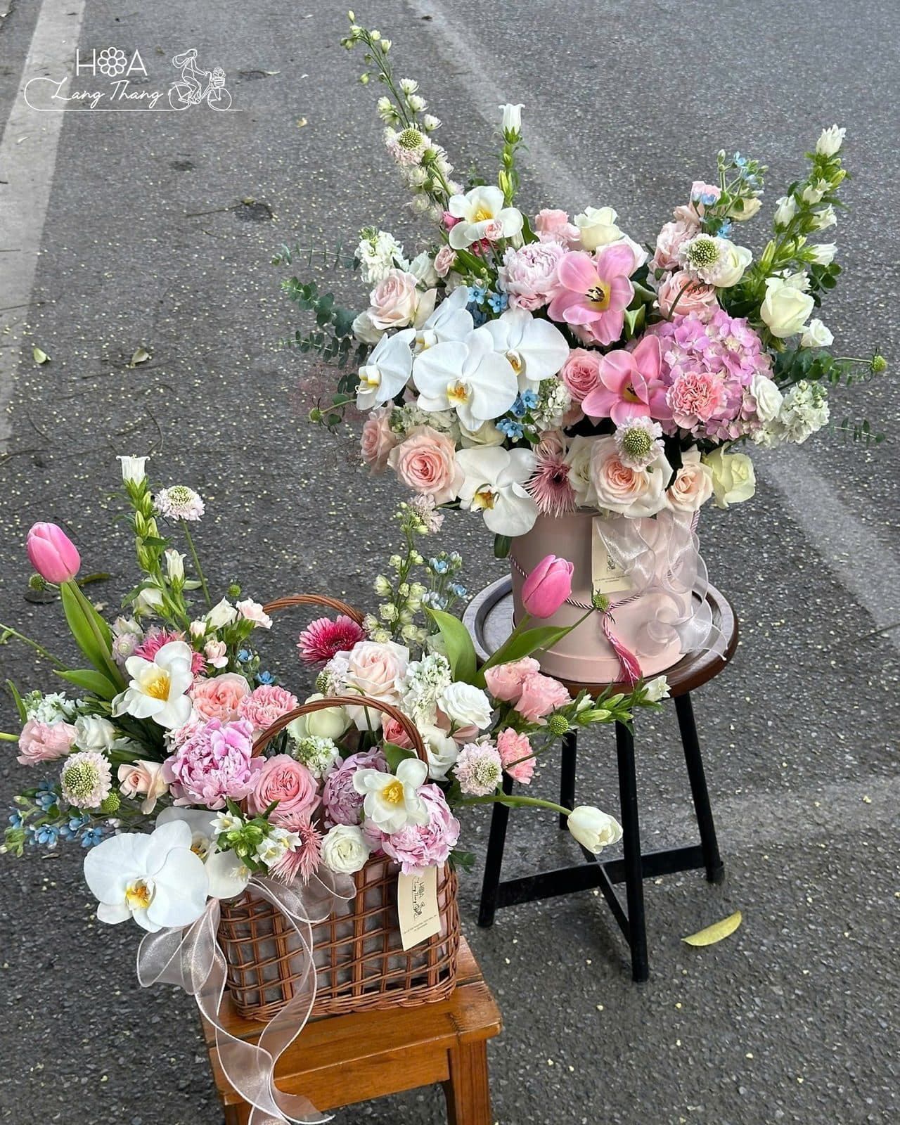 Lẵng vừa peony mix tulip - Thumbnail 5