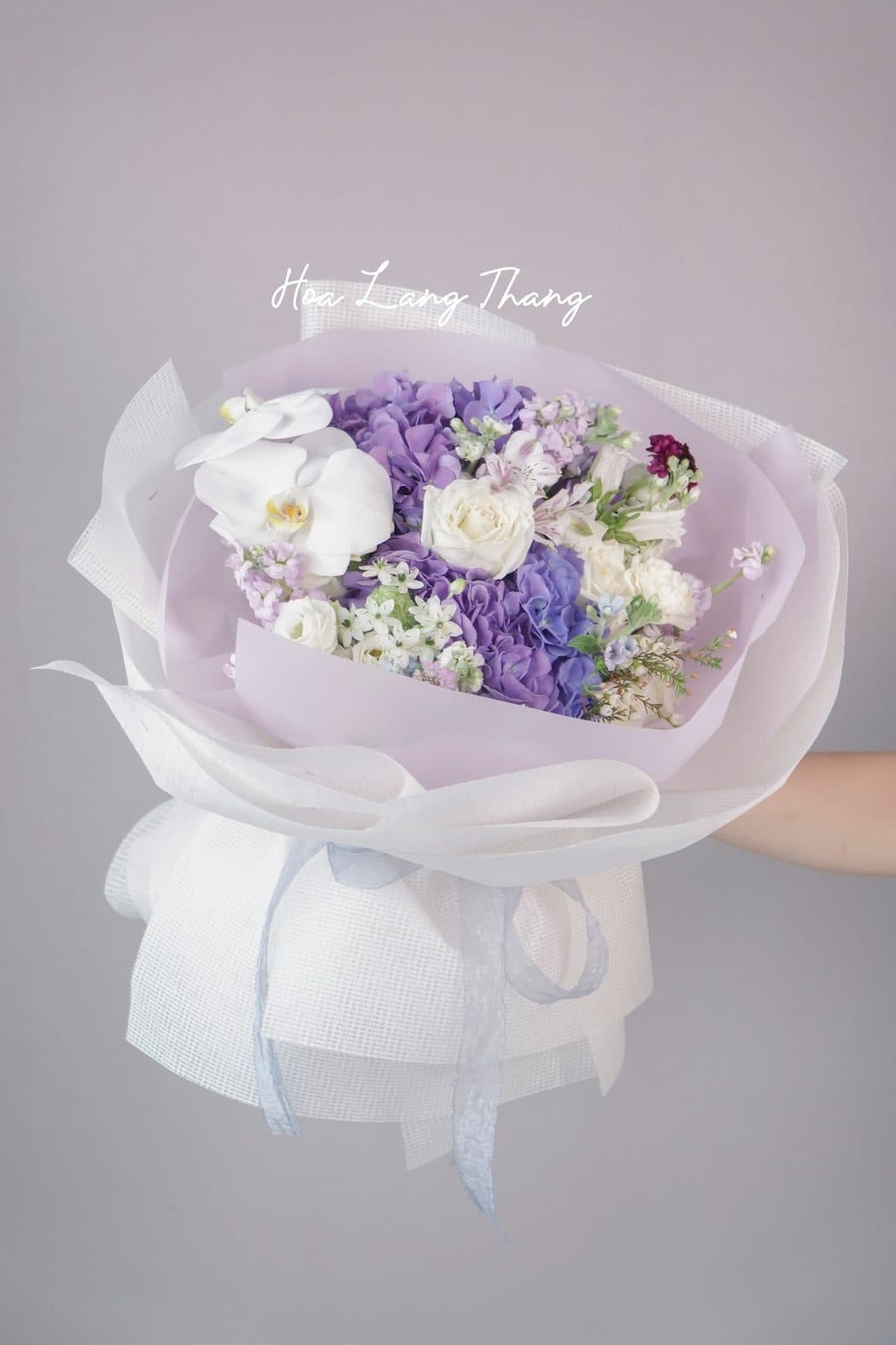 Bó tú cầu tím mix hoa phu